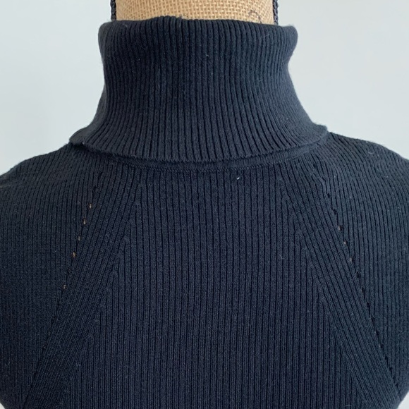 WHBM womens sleeveless ribbed turtleneck sweater black size small - Picture 5 of 12